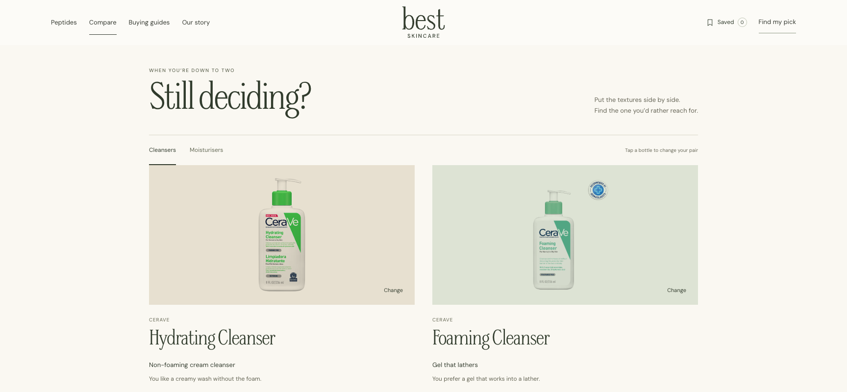 BestSkincare product comparison interface