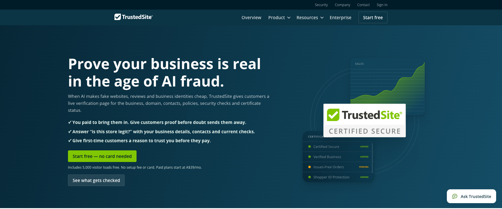 TrustedSite public verification website